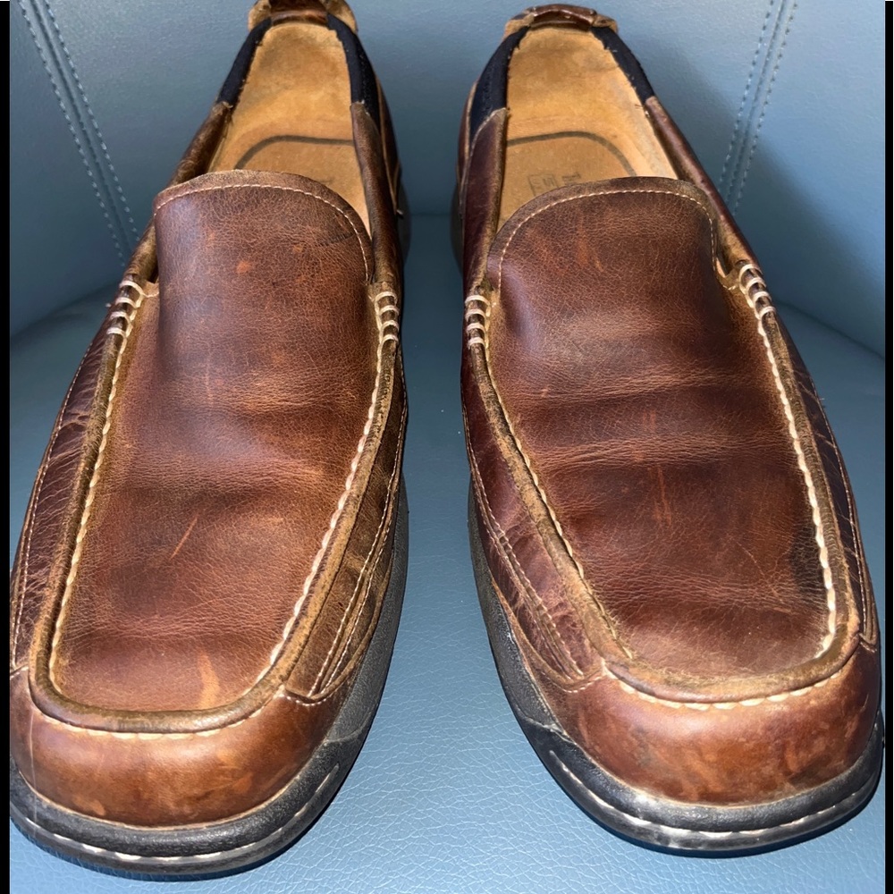 Timberland Leather Loafers Mens 8 M Brown Casual Slip On Shoes